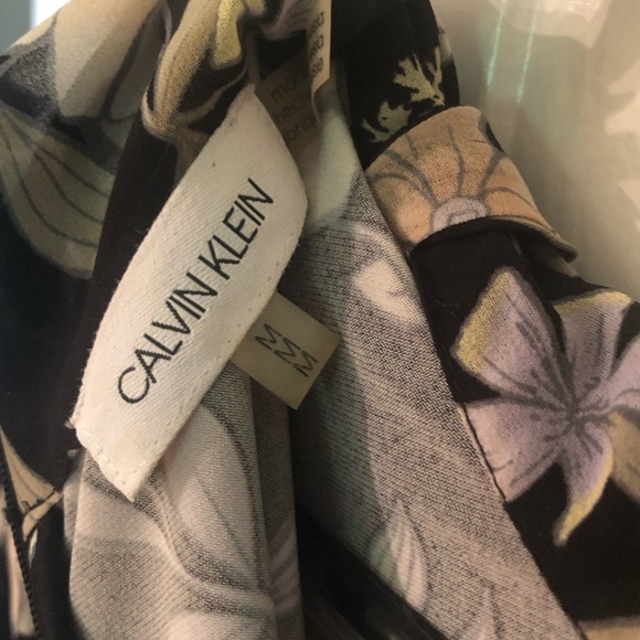 Calvin Klein Black Floral Blouse Size M - Picture 5 of 6
